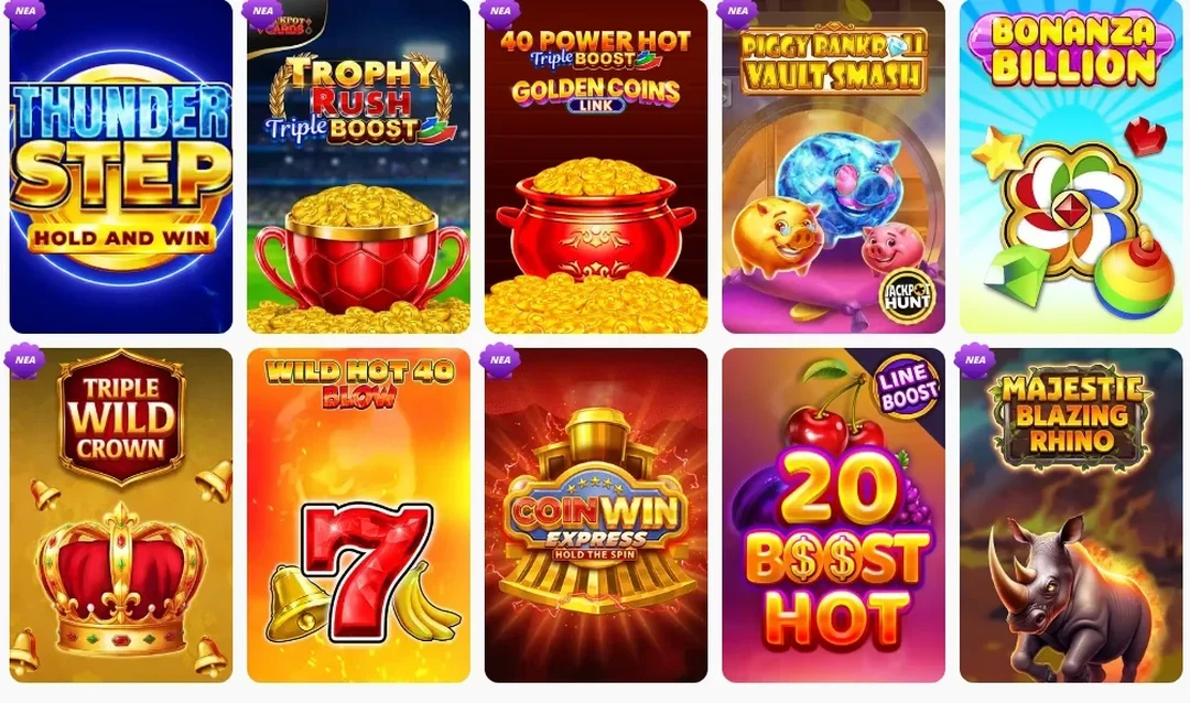 Το λόμπι του καζίνο Posido με φρουτάκια Thunder Step, Bonanza Billion και Triple Wild Crown